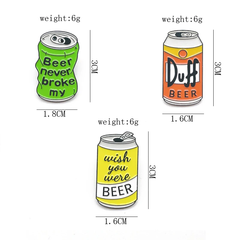 Креативная забавная эмалированная брошь в форме банок пива Значки из сплава