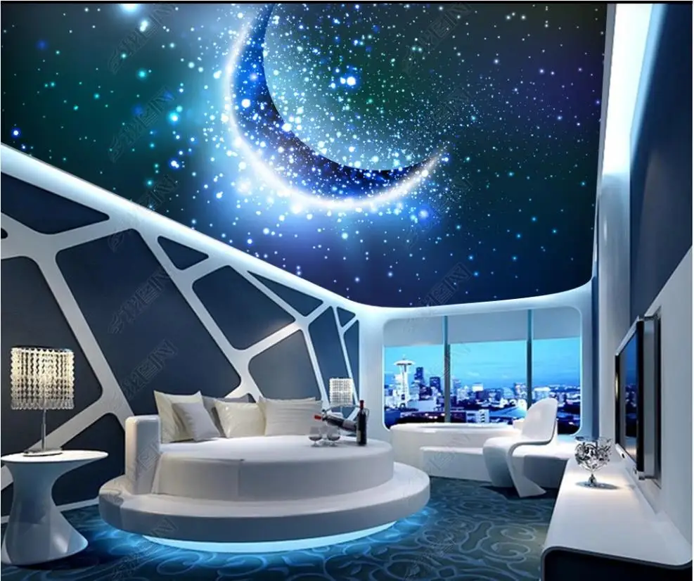 Потолочные 3d обои на заказ zeinith фантастическое звездное небо луна звезды