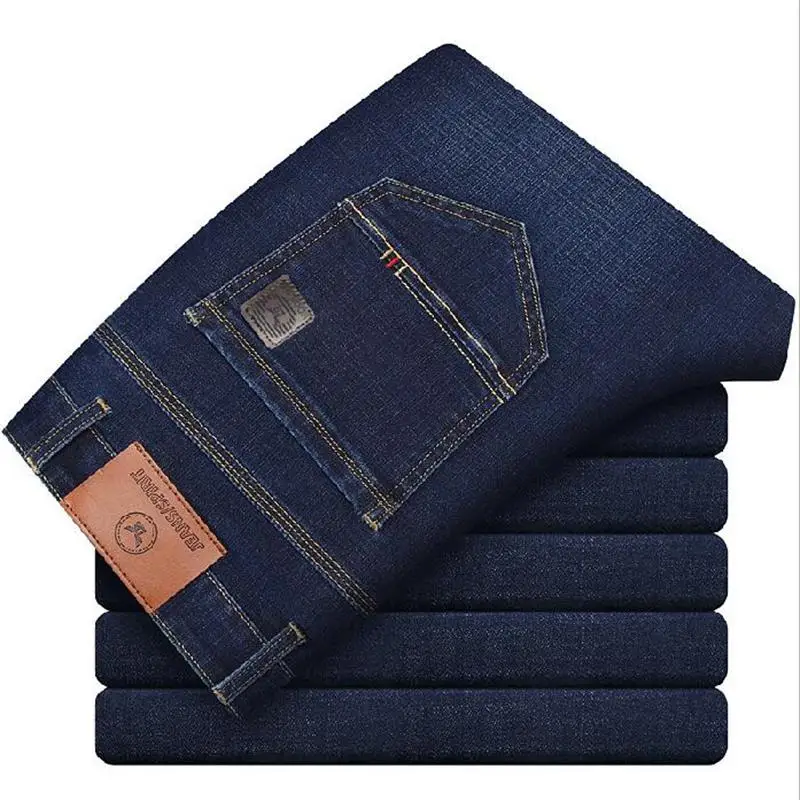 

Мужские джинсы для отдыха, классические свободные прямые повседневные длинные брюки, размеры 20-40, Осень-зима 2021