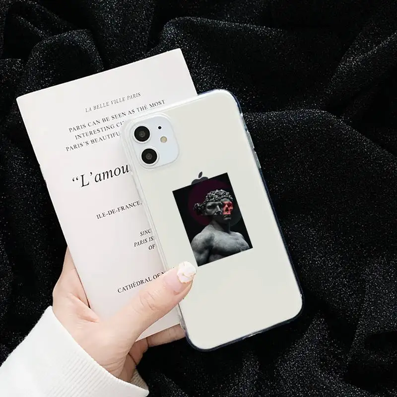 

Abstract Art Statue David funny Phone Case Transparent for iPhone 6 7 8 11 12 s mini pro X XS XR MAX Plus cover funda shell