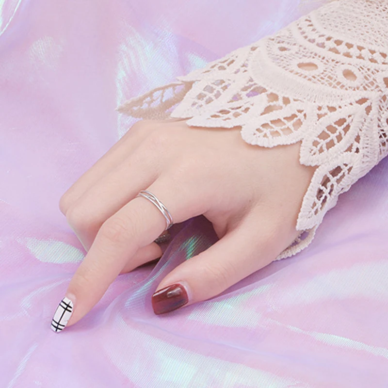 

Adjuestable Size Cool Stuff Minimalist Lines Design Silver Plated Silver Ring Charm Body Decorations Jewelry Party Gift