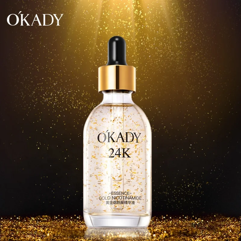 

30 мл, упаковка Анти Старение Отбеливание Уход за кожей лица никотинамид сыворотка с 24-каратным золотом