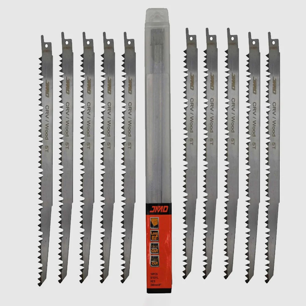 

10Pcs S1531L 240mm Reciprocating Saw Blade For Woodworking Saber Saw Blade Fibreboard Plastic Wood Metal Cutting Tool Accessory