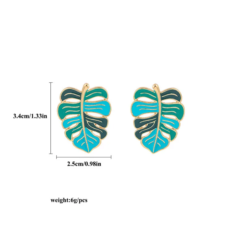 

Temperament Simple New Green Drop Oil Cutout Leaf Earrings for Women