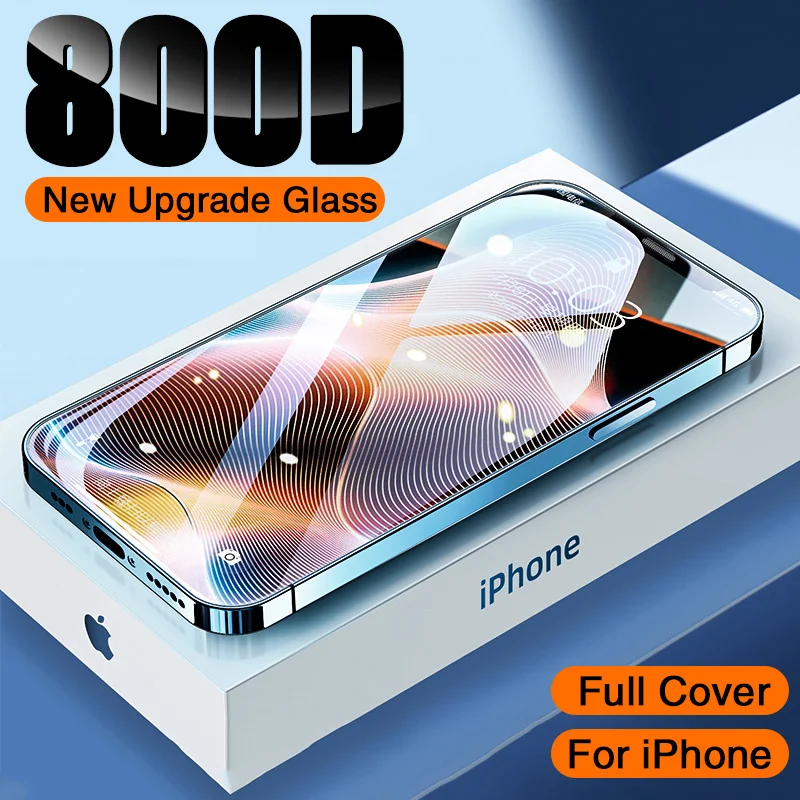 

800D Full Cover Tempered Glass For iphone 11 12 13 Pro XS MAX Screen Protector On iPhone 13 12 Mini X XR Protective Glass Film