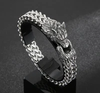 gothic jewelry biker mens stainless steel wolf head franco link curb chain bracelet 12mm 8 66 inch 74g weight