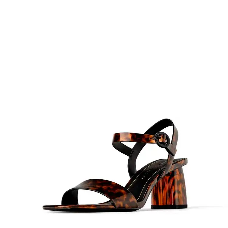 

Beige Heeled Sandals Comfort Shoes for Women Buckle Strap Open Toe Black High Girls Block Sexy Peep Rubber Solid PU Square heel