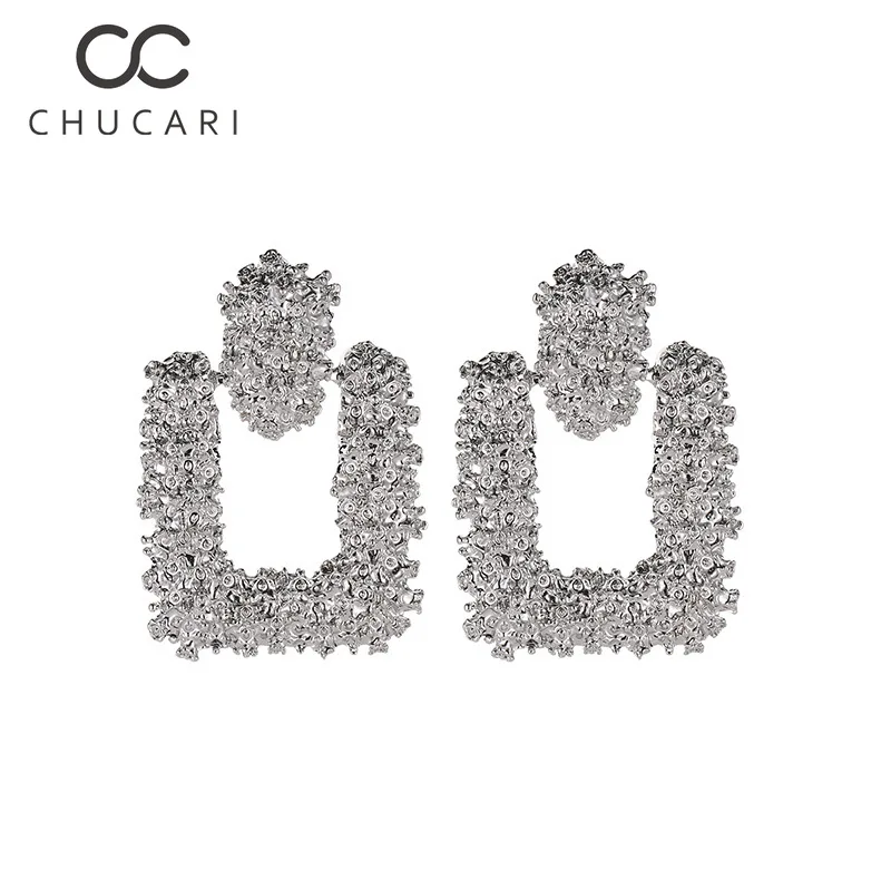 CHUCARI Big Vintage Earrings for Women Gold Color Geometric Statement Earring 2019 Metal Hanging Fashion Jewelry Trendy | Украшения и