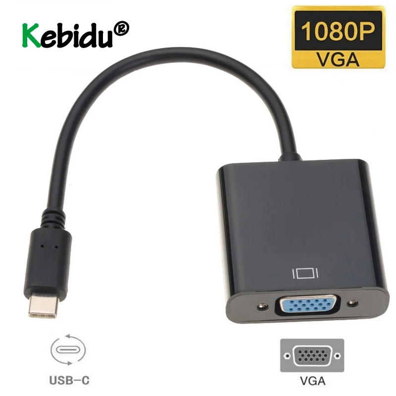 Портативный Кабель адаптер типа C Female VGA USB 3 1 к для Macbook 12 дюймов Chromebook Pixel Lumia
