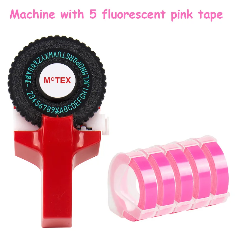 Красный цвет MoTex E101 принтер мини DIY Ручная Совместимость для dymo 3D тиснение ручная лента ручная машинка надпись машина - Цвет: machine add 5 tape