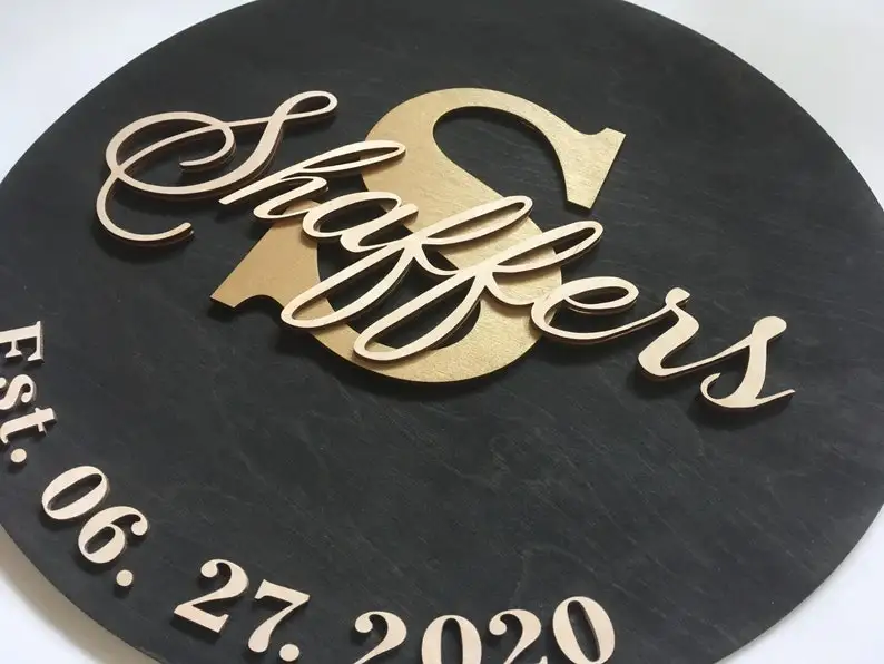 

Wood Engagement Gift, 3D Last Name Sign, Family Name Monogram Sign, Gift for Enniversary, Engagement, Newlyweds, Housewarming