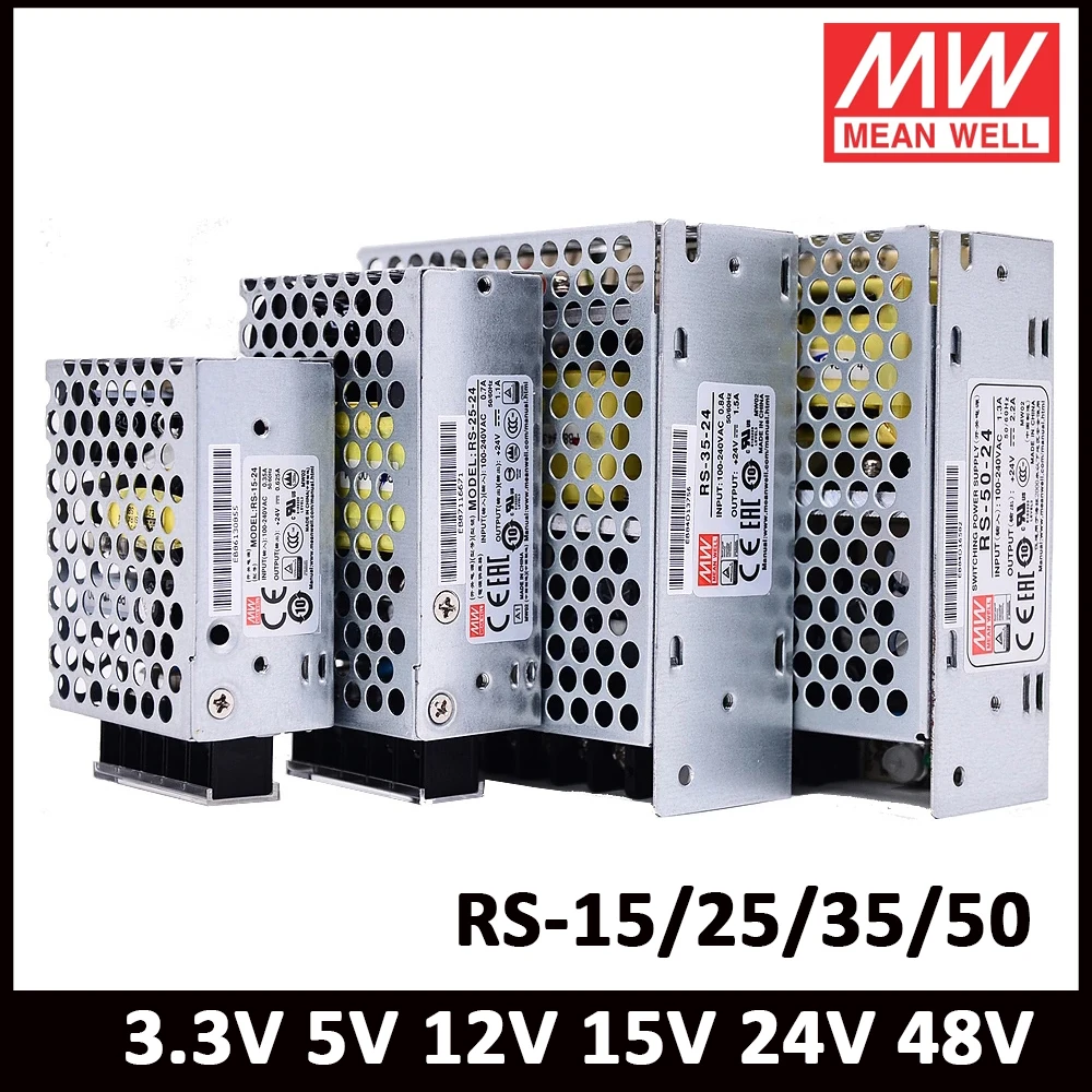 Источник питания с одним выходом MEAN WELL RS-15 RS-25 RS-35 RS-50 3 В 5 12 15 24 48 Meanwell | Обустройство