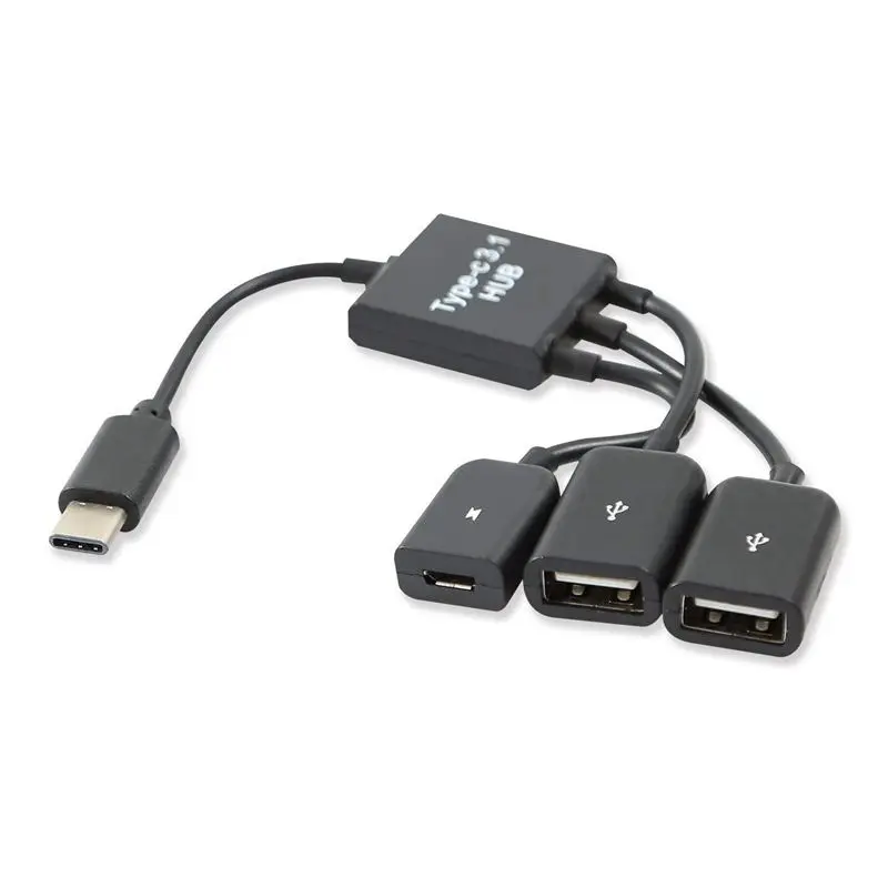 

USB 3,1 Type C Male to 2 Dual USB A 2,0 Female + Micro-USB Female 3 в 1 OTG HUB