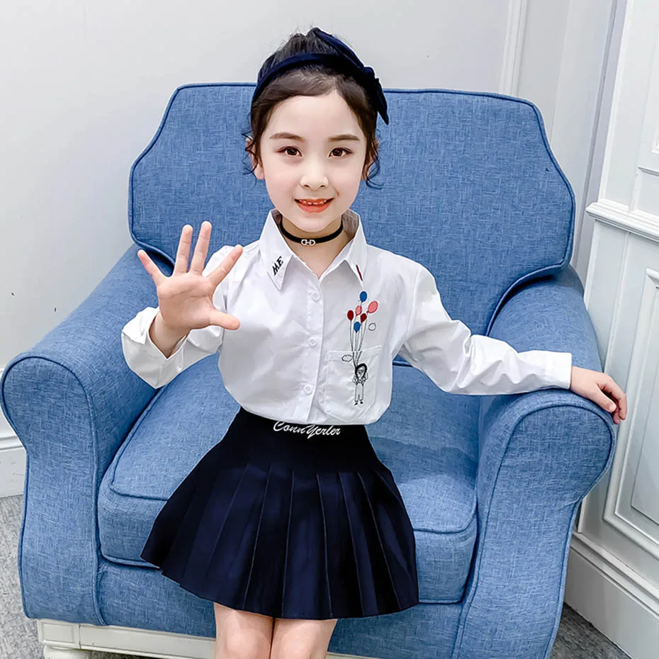 Рубашки для девочек 2020 школьная блузка белая подростков одежда 6 8 10 12 14 лет|Блузки