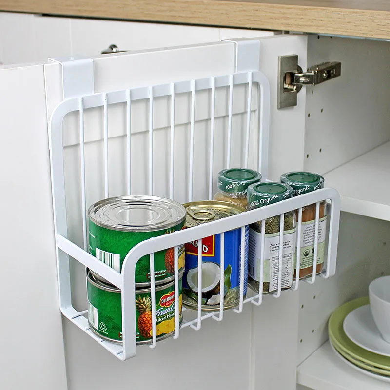 

Durable Iron Storage Basket Kitchen Cabinet Door Hanging Storage Basket Bathroom Shelf Wall Racks Household Organizer