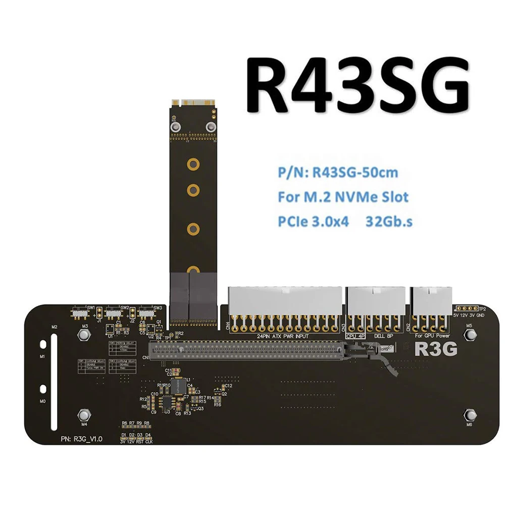 Подставка для внешней видеокарты M.2 key M с кабелем PCIe3.0 x4 Riser 25 см 50 32Gbs ITX STX NUC VEGA64