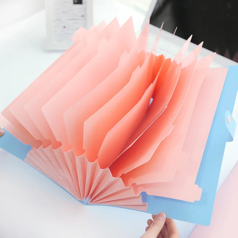 1PCS Korean 12-in Folder PP Organ Storage Bag Document Sorting Test Paper Dividing Multi-layer | Канцтовары для офиса и дома