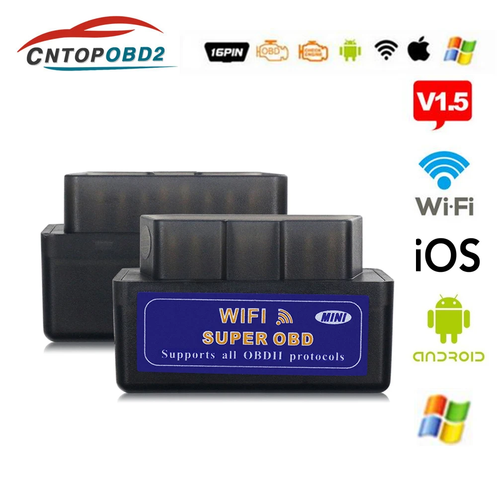 Elm327 V1.5 OBD2 сканер WIFI автомобильный диагностический инструмент OBDII адаптер для