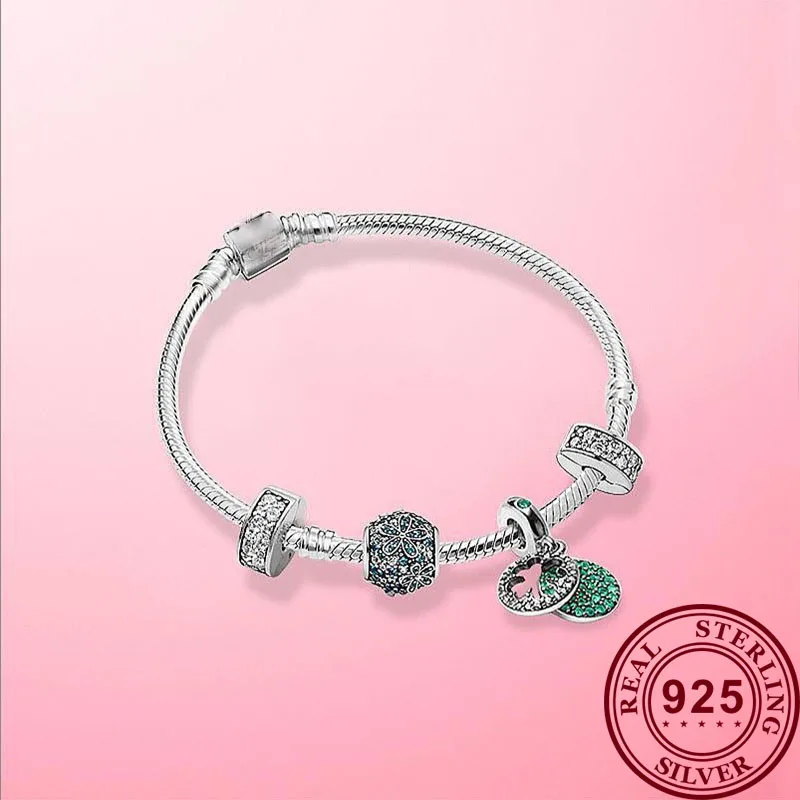 

2020 New 925 Sterling Silver Lucky Beaded Set Pan Bracelet For Women Wedding Party Gift Fashion Jewelry