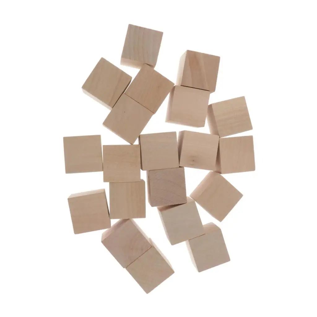 

3cm Blank Wooden Cubes Unfinished Wood Blocks for Kids Baby Shower DIY Crafts