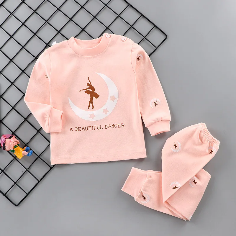 Moon Pajamas set Детские пижамы; комплекты пижам; хлопковые пижамы; детская одежда для отдыха; пижамы с принтом для мальчиков и девочек; комплект одежды из футболки и штанов; одежда для сна - Цвет: Moon Pajamas set