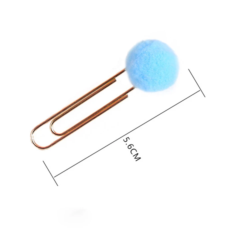 6pcs/set Kawaii Hairball Rose Gold Cilp Candy Color Modelling Cute Paper Clip Decoration Office Supplies Stationery DIY Set | Канцтовары
