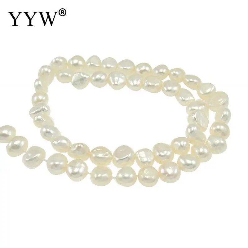 

8-9 мм культивированный пресноводный жемчуг из картофеля бусины из натурального белого жемчуга Ранг А 8-9 мм отверстие 0,8 мм продано за 14,5 дюйм...