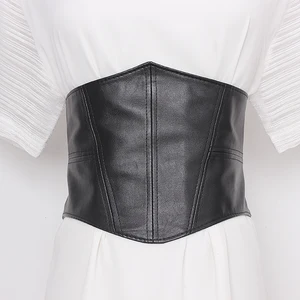 Imported Plus Size Elastic Soft Pu Leather Corset Belt Female Waist Sweater Belts For Women Stretch Dress Cum