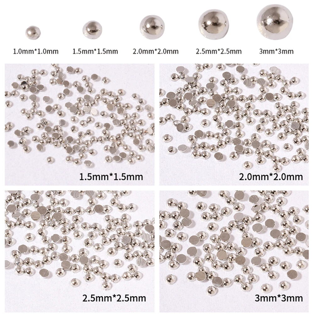 

100Pcs/Pack Manicure Rivets Drills 3D Solid Semi-Circular Tamper Silver Joker Rivets Nail Art Decorations Tool