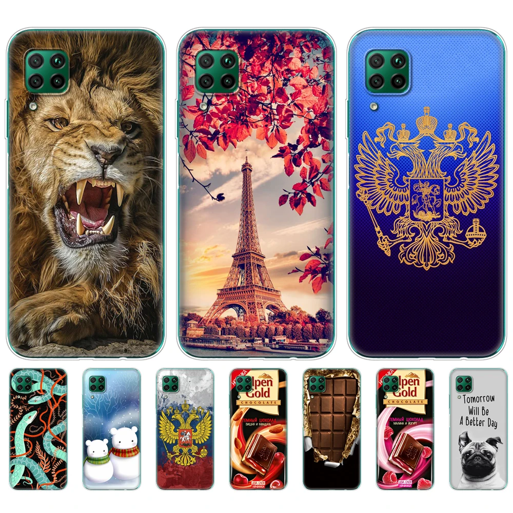 Силиконовый чехол для Huawei P40 Lite прозрачный мягкий из ТПУ телефона E защитный