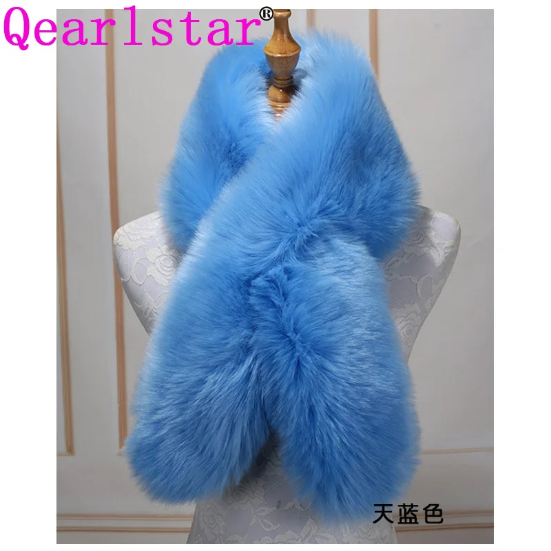 Qearlstar шаль из искусственного лисьего меха кроссовый меховой шарф 118*19 см длинные