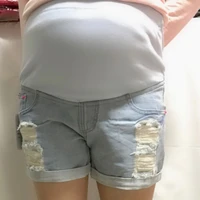 2020 new casual hole summer maternity shorts pregnancy denim belly jeans capris pants for pregnant women