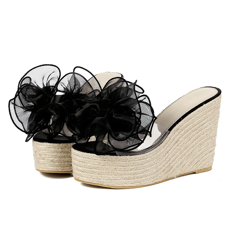 Женские босоножки Шлепанцы на платформе Прозрачная пляжная нескользящая обувь