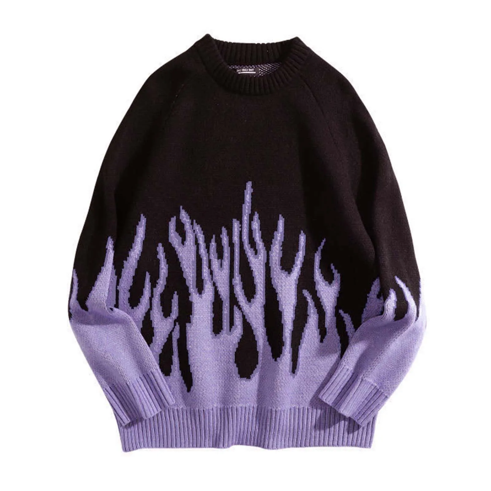 

Fashion Sweater Women Flame print Pullover Knitted Long Sleeves Bottoming Tops Blouse Casual loose Hedging Sweater 2021 clothes