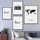 Абстрактная живопись карта мира настенный художественный холст для живописи плакат Современный черный, белый цвет жизни художественная работа с цитатами стены печать рисунка Декор в гостиную