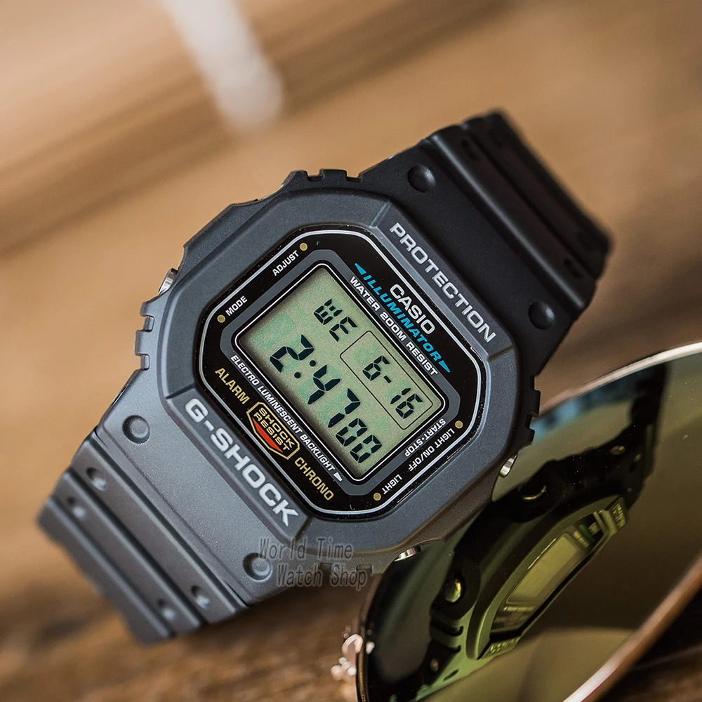 Pаспродажа Часы наручные Casio Мужские G Shock, Цифровые кварцевые в стиле милитари, Водонепроницаемость 200 м, DW-5600E-1V
