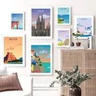 Настенная картина известного города в стиле ретро, путешествия, Япония, Италия, настенная Картина на холсте, скандинавские плакаты и принты, настенные картины для гостиной, домашний декор