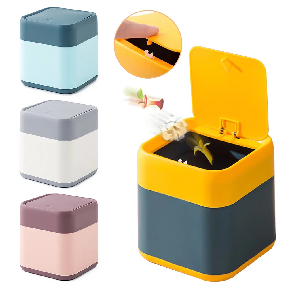 

Mini Small Waste Bins Desktop Garbage Basket Home Office Table Mini Trash Can With Lid Garbage Bin Household Sundries Barrel Box