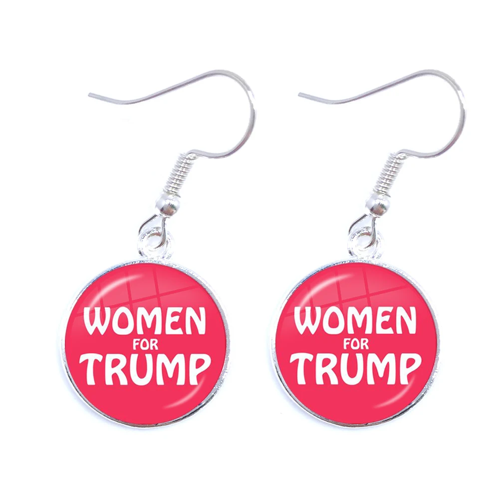 Donald Trump 2020 Collection Election Glass Cabochon Earrings USA Flag Keep America Great Drop Jewelry For Women Girls | Украшения и