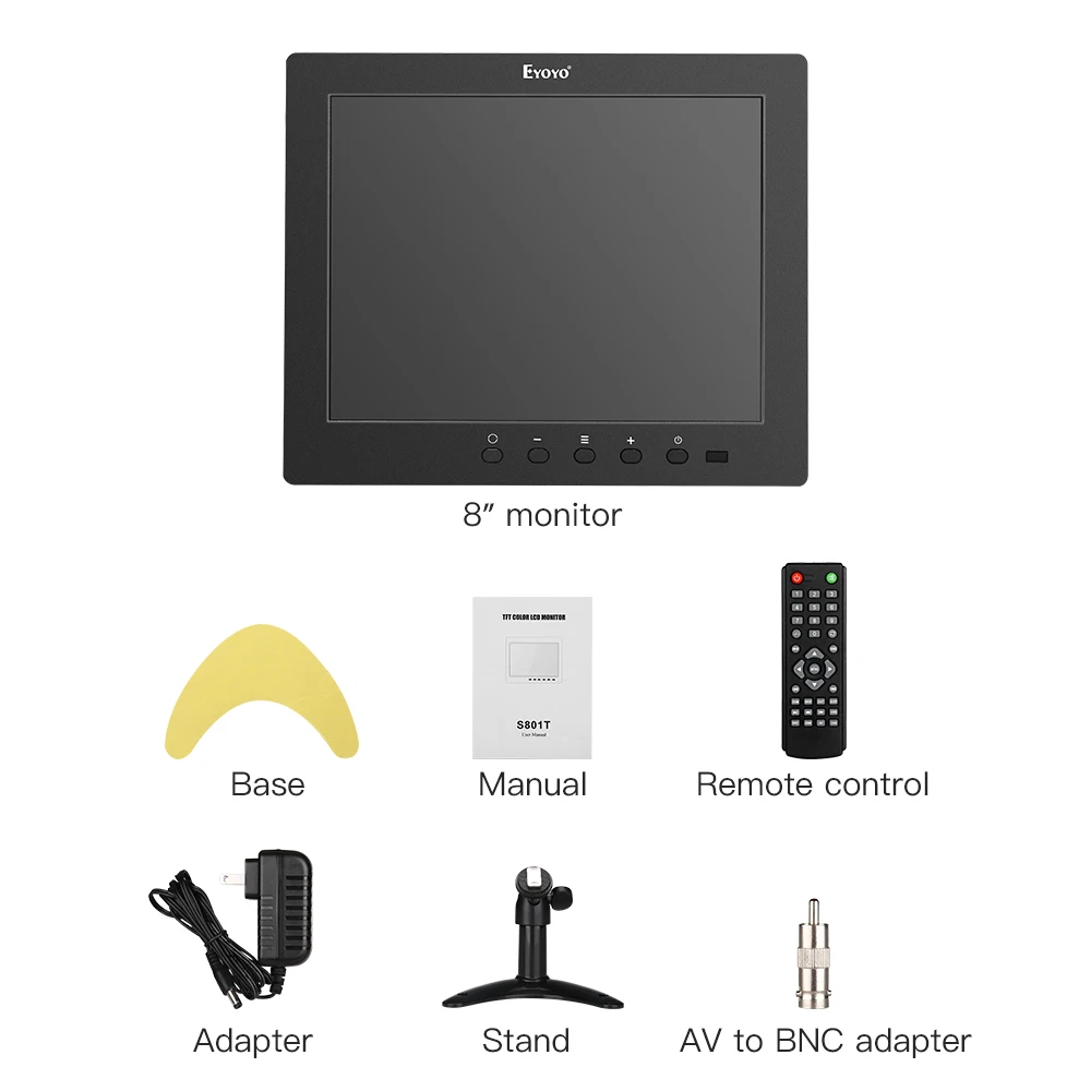 Eyoyo EM08W 8&quot HDMI IPS LCD Screen Computer TV Monitor 1024x768 With VGA USB AV Speakers For DVD PC CCTV Security Camera |