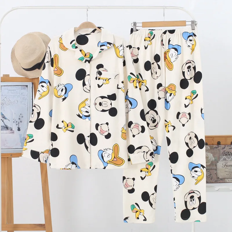 Одежда для сна Disney из 100% хлопка родителей и детей кардиган с Микки Маусом Минни