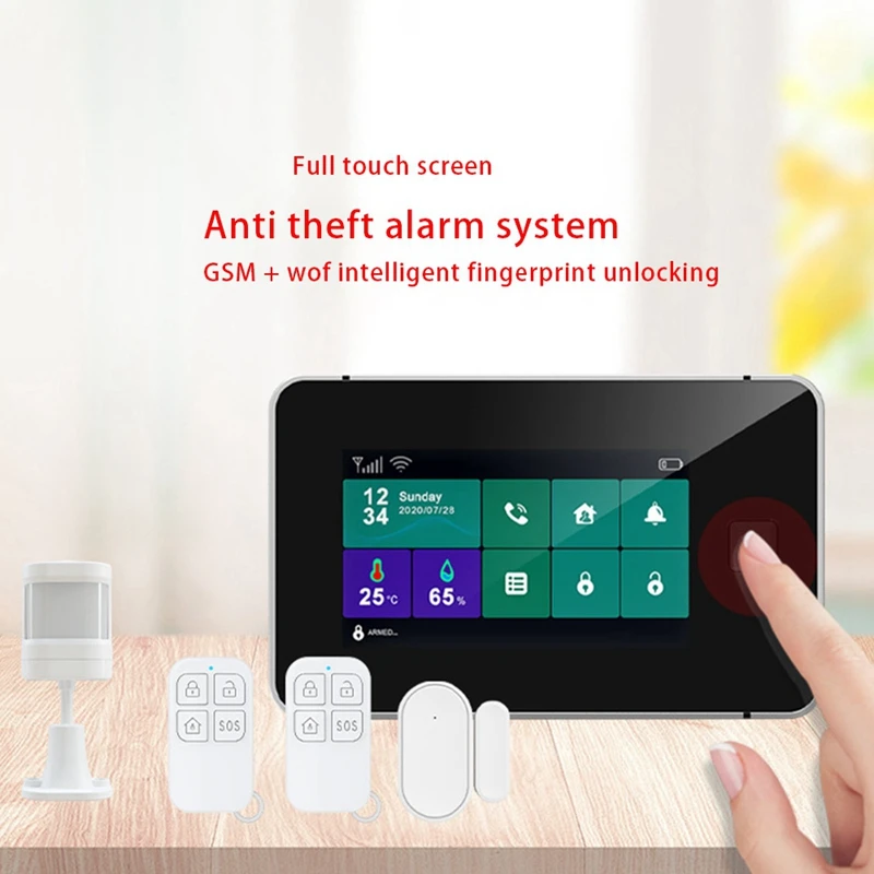 

Tuya WiFi Gsm Security Alarm System Fingerprint Arming Temperature Wireless Smart Home Burglar Alarm