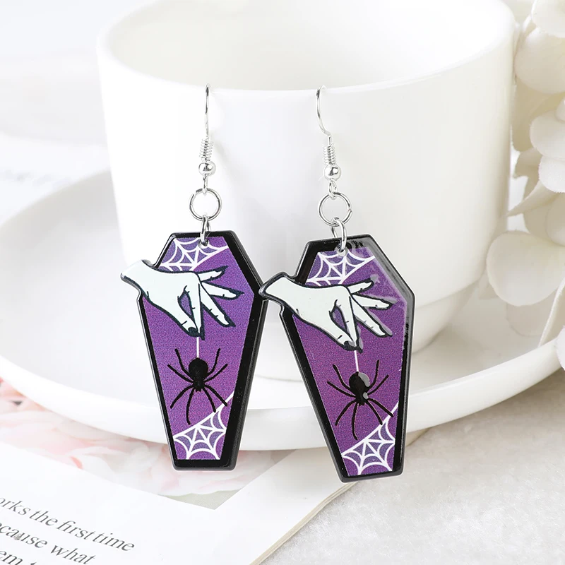 

1 Pair Fashion Goth Halloween Coffin Tomb Dangle Earrings for Girls Women Children Birthday Gift Lovely Jewelry