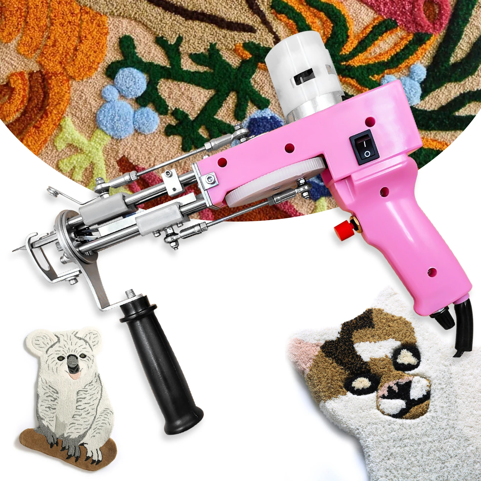 

Pink Electric Carpet Tufting Gun Carpet Weaving Machine Flocking Home DIY Industrial Embroidery Loop Pile Knitting Machine