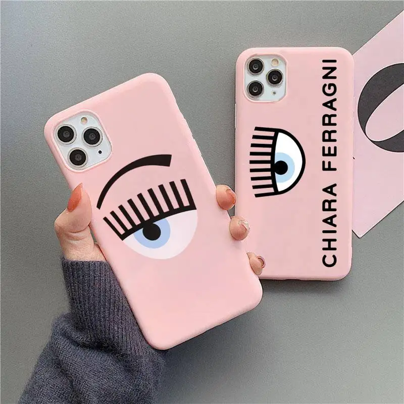 hot ferragnies eyes chiara phone case for iphone 12 11 pro max mini xs 8 7 6 6s plus x se20 xr matte candy pink silicone cover free global shipping