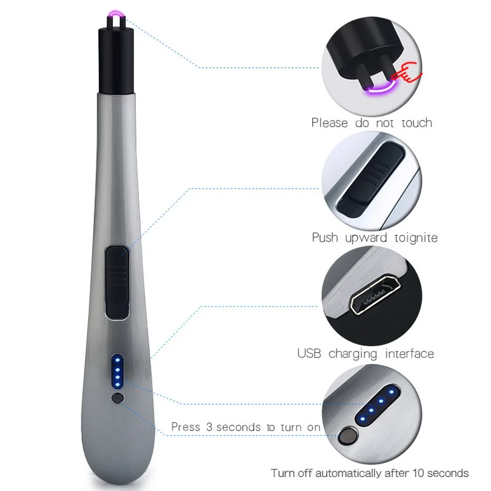 BBQ Ignition Arc USB Lighter Rechargeable Electronic Kitchen Cigarette Plasma Pulse Gas Stoves Thunder | Дом и сад