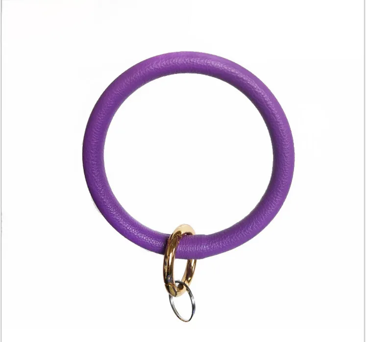Purple Бохо Шикарный Браслет Брелок из искусственной кожи О-образный брелок красочный пользовательский Круг кисточкой браслет Хаундстут брелки девушка - Цвет: Purple