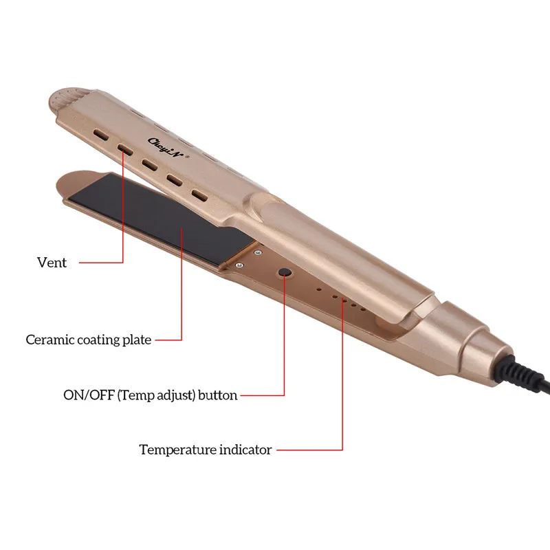 

2 In 1 Hair Iron Negative Ion Curling Ceramic Hair Straightener Temperature Control Hair Curler Flat Iron Straightening Styler