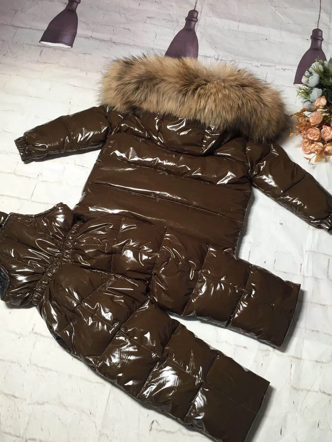 Зимнее пальто детский костюм куртка+ штаны