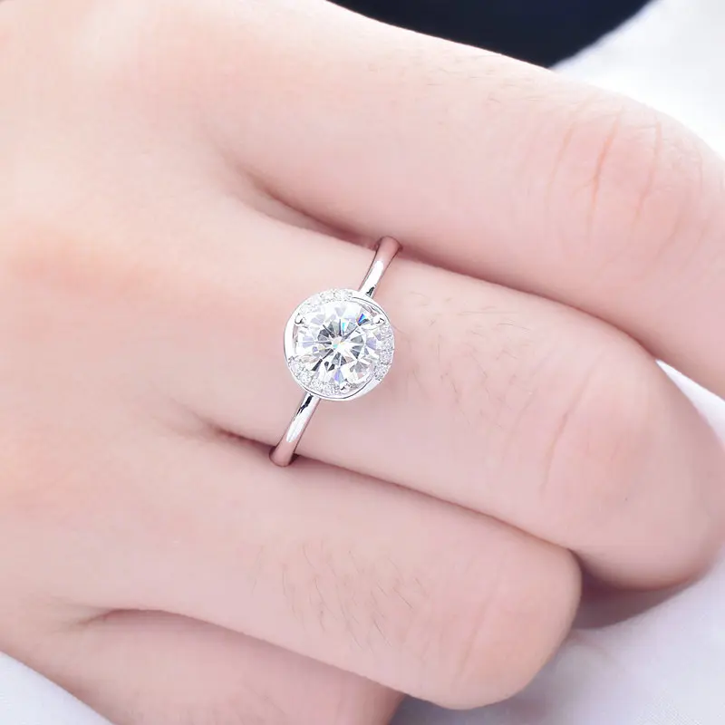 

Petal Slim Setting Real S925 Sterling Silver Ring Women Engagement Luxury Exquisite Wedding Party Gift Unique Cute Romantic Fine